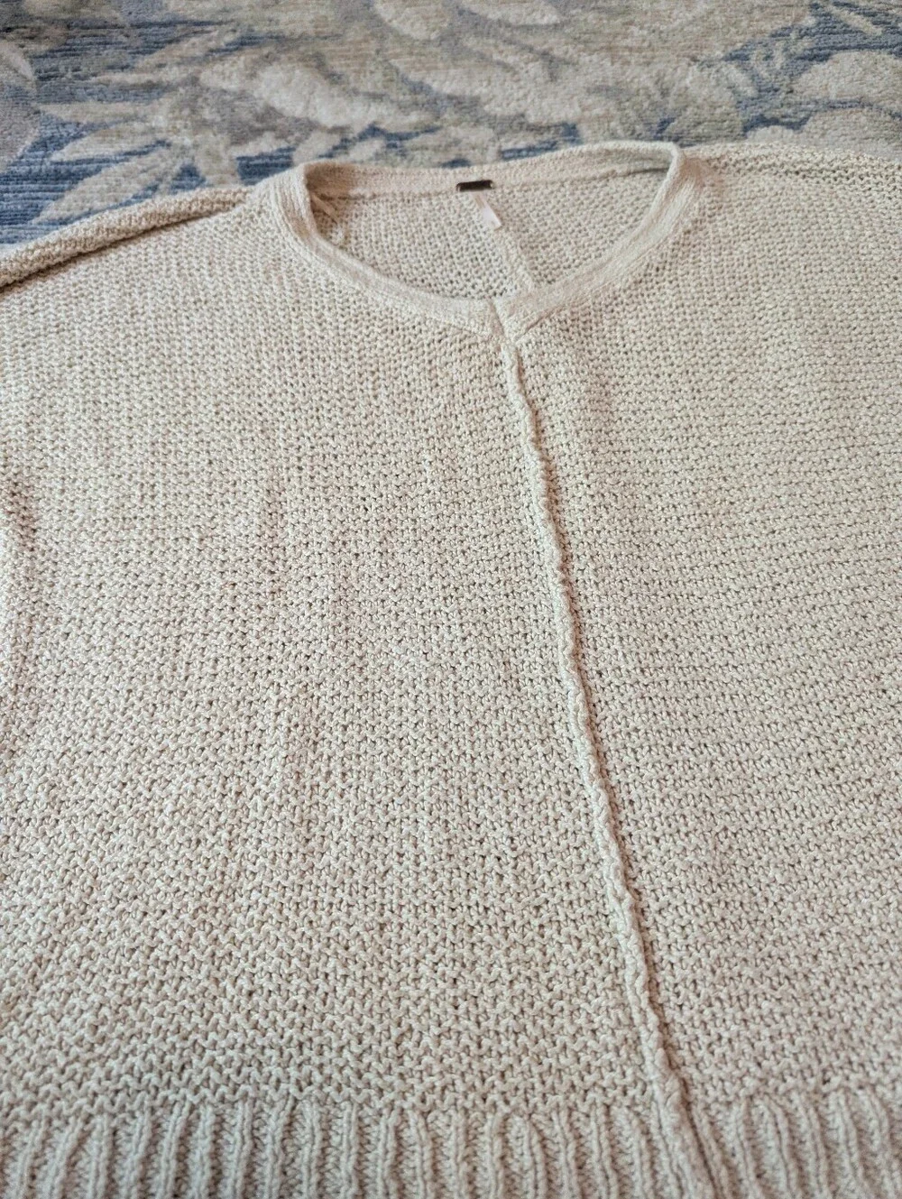 Free People Loose Knit Oversized Boxy Cream Open-Stitch Knit Cardigan